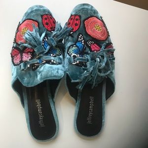 Jeffrey Campbell Floral Embroidery Slides